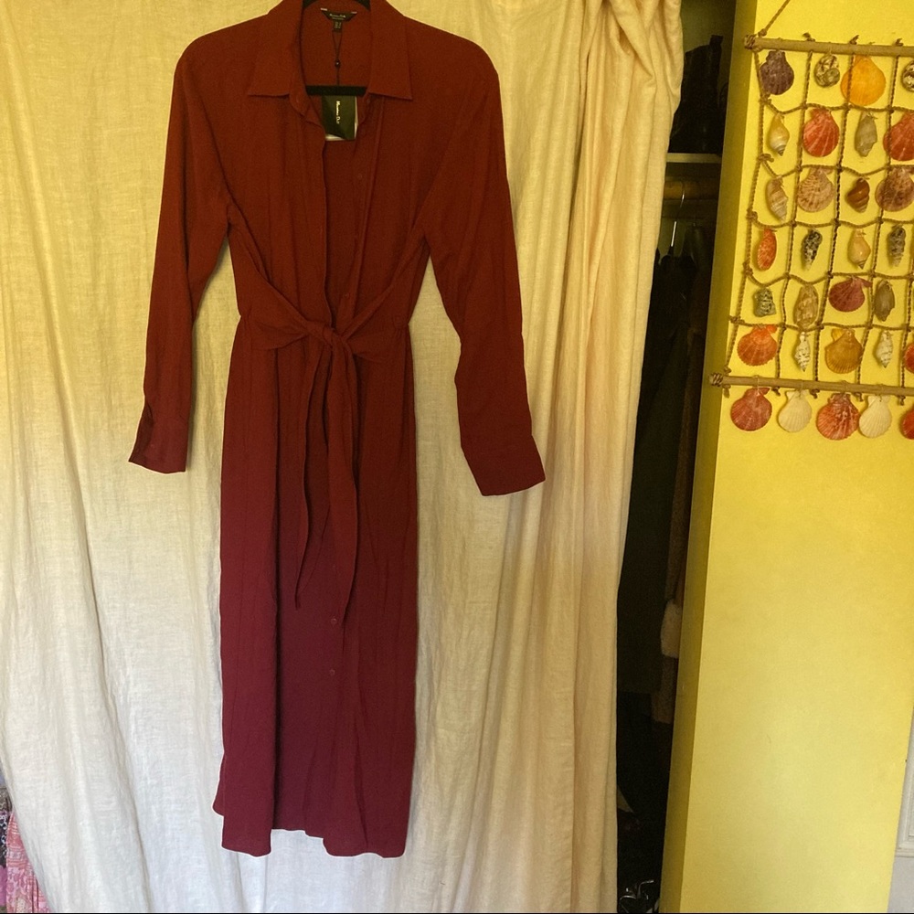 Massimo Dutti Red Shirtdress S.